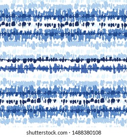 Monochrome Indigo Bright Tie-Dye Shibori Stripes on White Background Vector Seamless Pattern. Perfect for Spring-Summer Textiles, Stationery