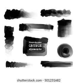 monochrome ink brush vector eps templates art design set