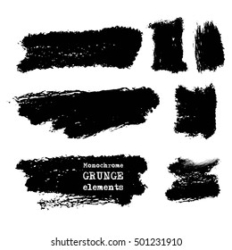 monochrome ink brush vector grunge templates art design set