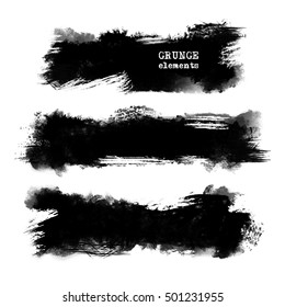 monochrome ink brush vector grunge templates art design set