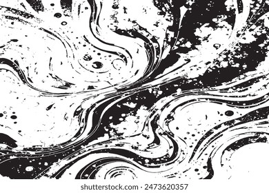 "Monochrome Ink and Water: Stunning Texture for Cards, Posters, and Invitations - Abstract Horizontal Background