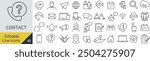 A Monochrome Inquiry Line Drawing Icon Set in Vector