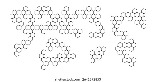 Monochrome Interlocking Honeycomb Pattern with Irregular Gaps