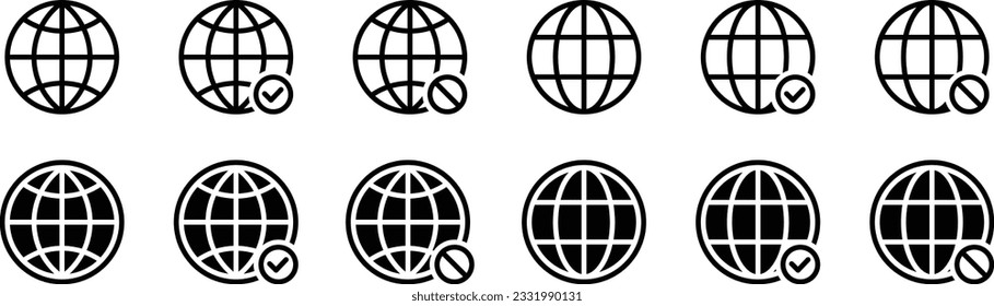 Conjunto de iconos de Internet monocromo para gráficos vectoriales