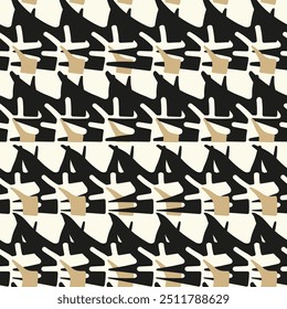 Monochrome Irregular Chevron Brushed Textured Background. Seamless Pattern.