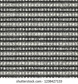 Monochrome Irregular Dashed Stroke Striped Textured Distressed Background. Seamless Pattern.