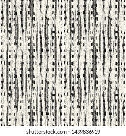 Monochrome Irregular Dashed Stroke Washed Effect Textured Distressed Background. Seamless Pattern.