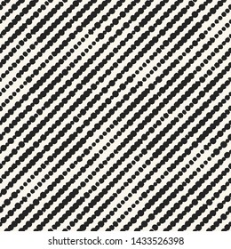 Monochrome Irregular Dotted Diagonal Stroke Mottled Textured Background. Seamless Pattern. 