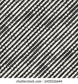 Monochrome Irregular Dotted Diagonal Stroke Brushed Textured Background. Seamless Pattern. 