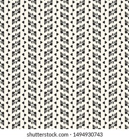 Monochrome Irregular Geometric Ethnic Graphic Motif. Seamless Pattern.