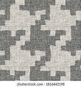 Monochrome Irregular Mesh Textured Houndstooth Check Pattern