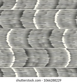 Monochrome Irregular Striped Optical Wave Pattern