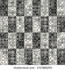 Monochrome Irregular Textured Checked Pattern