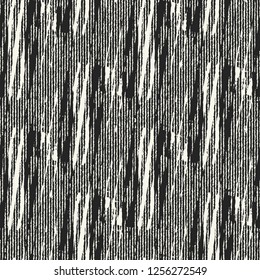 Monochrome Irregular Zigzag Stroke Variegated Textured Background. Seamless Pattern.