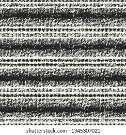Monochrome Irregularly Striped Distressed Canvas Effect Textured Background. Seamless Pattern.