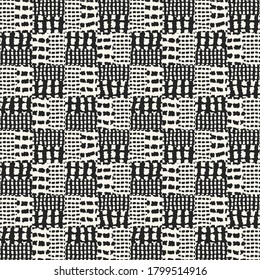 Monochrome Irregularly Textured Checkered Pattern