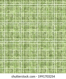 Monochrome Irregularly Textured Windowpane Check. Seamless Pattern.Abstract checked motif textured distressed green background. Seamless pattern.
