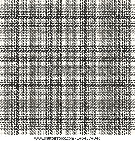 Monochrome Irregularly Textured Windowpane Check. Seamless Pattern. 