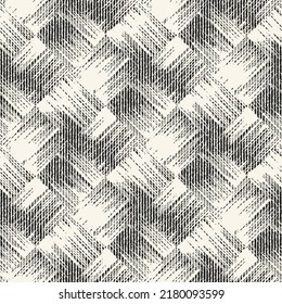 Monochrome Irregularly Woven Textured Checked Pattern