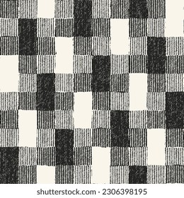 Monochrome Irregularly Woven Textured Juji Tsunagi Pattern