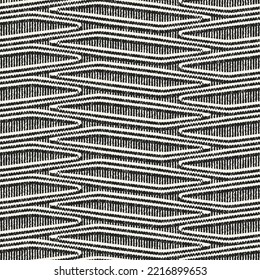 Monochrome Irregularly Woven Textured Zigzag Pattern