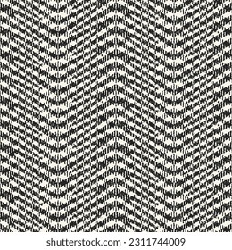 Monochrome Irregularly Woven Textured Zigzag Pattern