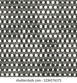 Monochrome Irregularly-Sized Dots Variegated Textured Background. Seamless Pattern.