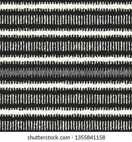 Monochrome Irregulary Striped Textured Distressed Background. Seamless Pattern.