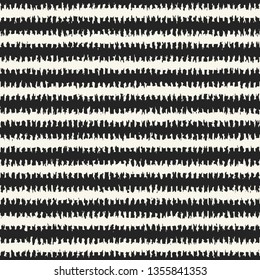 Monochrome Irregulary Striped Textured Distressed Background. Seamless Pattern.