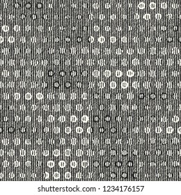 Monochrome Irregulary-Sized Dots Variegated Textured Background. Seamless Pattern.