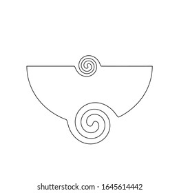 Monochrome isolated swirl spiral design element, tattoo style geometric shape, vector
