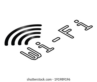 Monochrome isometric WiFi symbol isolated on white background
