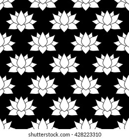 Monochrome Japan lotus abstract background pattern. Vector Illustration