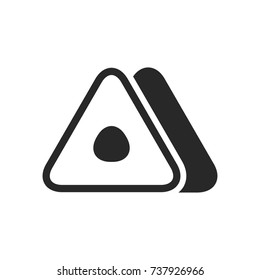 Monochrome japanese triangular roll onigiri icon on white background