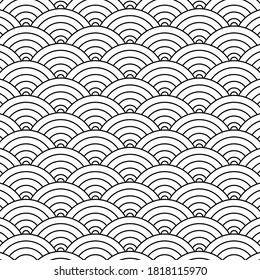 Monochrome japanese wave background design. Art for company or corporate project. Vector illustraion Eps 10.