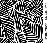 monochrome Jungle geometric seamless pattern. Exotic plant. Tropical pattern, palm leaves seamless vector floral background.