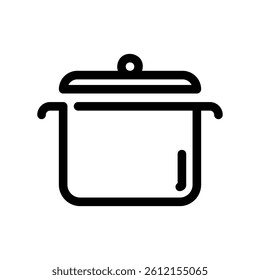 Monochrome Kitchenware Icon Featuring a Covered Saucepan Vessel Handle