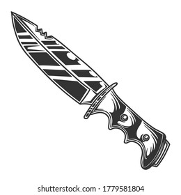 Imagen vectorial de cuchillo monocromo, estilo retro. Aislado sobre fondo blanco.