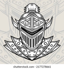 Monochrome Knight Warrior. Premium vector