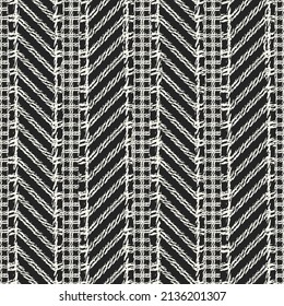 Monochrome Knitted Textured Broken Striped Pattern