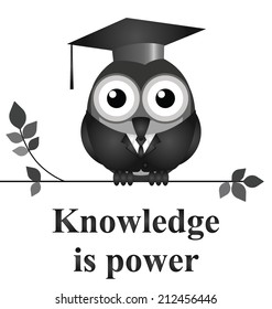 Monochrome knowledge is power message isolated on white background