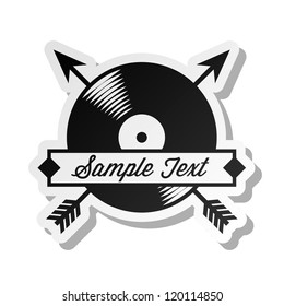 monochrome label with vinyl and arrows