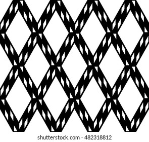 Monochrome lattice argyle seamless pattern background.