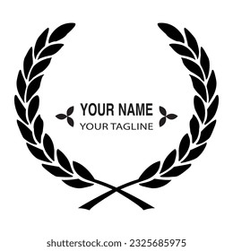 Monochrome Laurel Wreath Logo Design This monochrome logo design features a classic laurel wreath, symbolizing victory, honor, and achievement. The design is simple, elegant, and versatile, making 