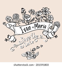 Monochrome Laurels, Ribbons, Wreaths Vector, Floral Design, Frame, invitation