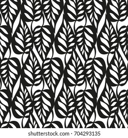 monochrome leaf background, pattern vector illustration, leaves pattern, design for textile