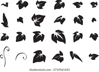 Monochrome Leaf and Vine Icon Set | Botanical Decorative Elements