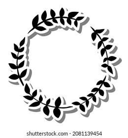 Monochrome Leave Frame on two white silhouette and gray shadow. Vector illustration for decorate logo, text, greeting cards and any design.