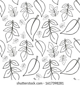 Monochrome leaves seamless pattern art design element stock vector illustration for web, for print, for fabric, textile, wallpaper, for cover