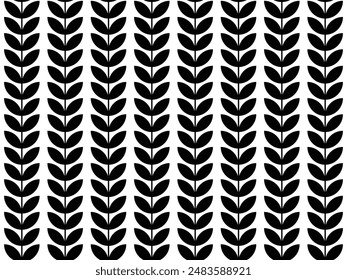 Hojas monocromas con forma de patrón sin costuras . Ilustración vectorial